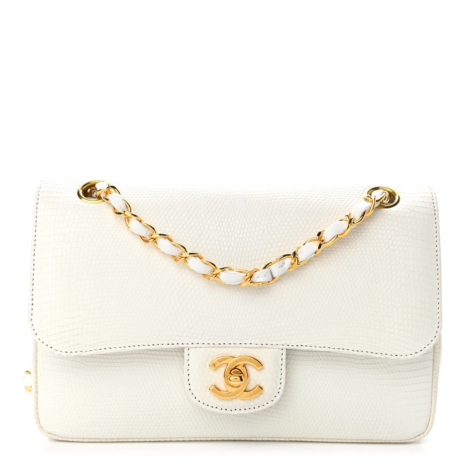CHANEL Lizard Small Double Flap White | FASHIONPHILE | Fashionphile