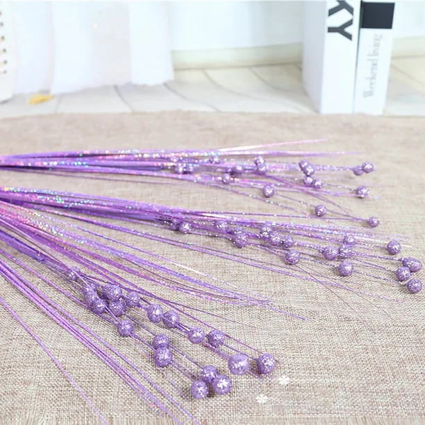 Famyfamy Bead Sticks Artificial Glitter Berry Stem Simulation Flower Golden Peony DIY Xmas Wreath... | Walmart (US)
