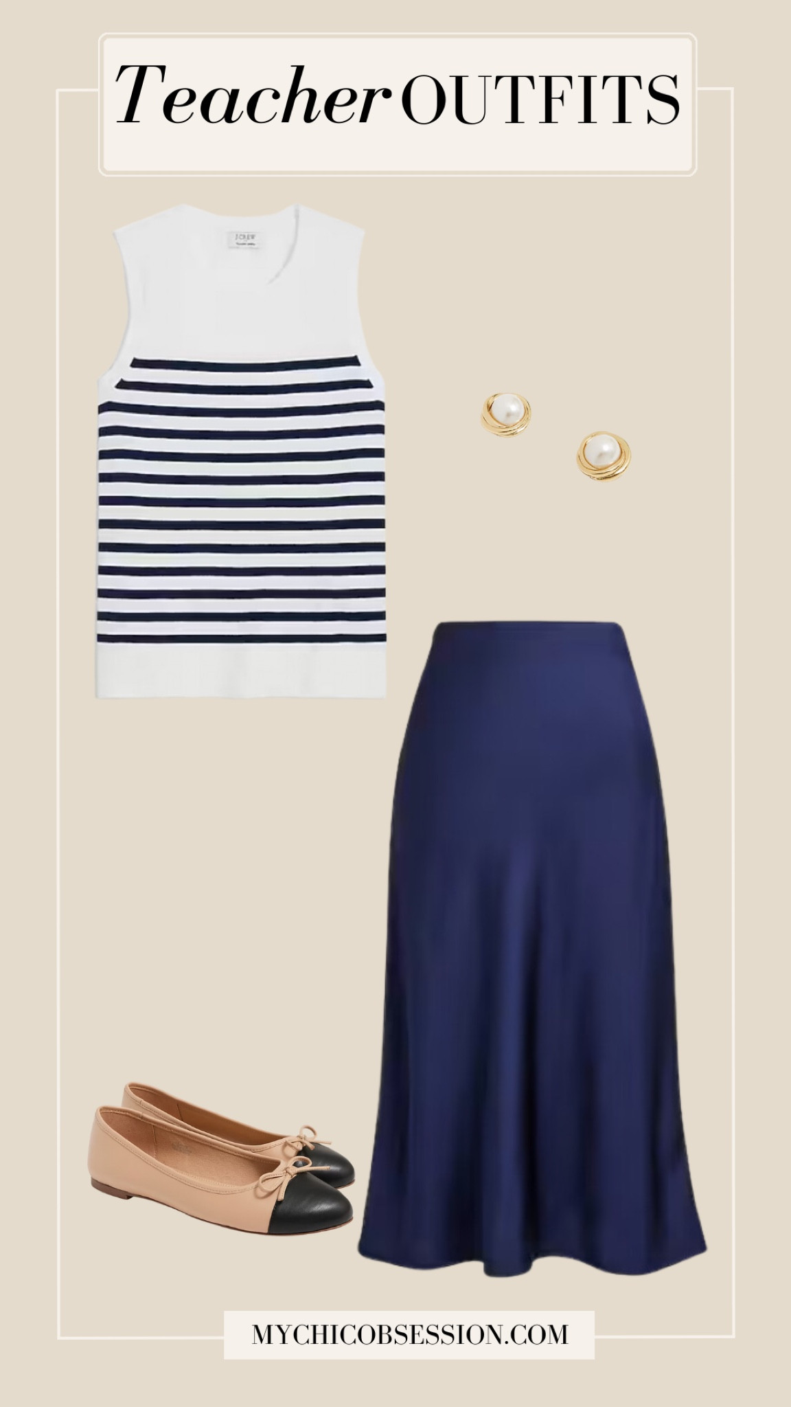 Looking for teacher outfits as you head back to school? This teacher outfit idea is fashionable and easy to wear!

striped sleeveless sweater, midi slip skirt, ballet fkats

#LTKBacktoSchool #LTKWorkwear