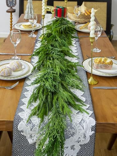 6FT Norfolk Pine Garland Real Touch Cedar Cypress Pine Garland Christmas Greenery for Mantle Stai... | Amazon (US)