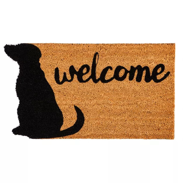 Evergreen Dog Welcome Shaped Indoor Outdoor Natural Coir Doormat 1'4"x2'4" Brown | Target