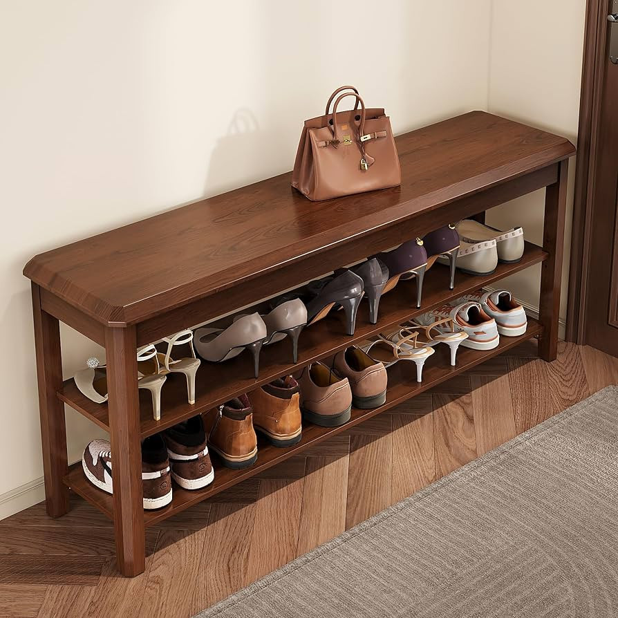Shoe Rack for Front Door Entrance, Solid Wood Shoe Bench for Closet, Holds Up to 550lbs, Shoe Rac... | Amazon (US)