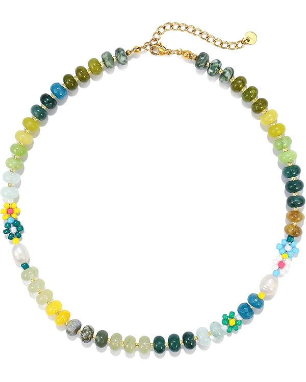 Elegance 11 designs Gemstone Beaded Necklaces For Women Natural Stone Boho | Amazon (US)