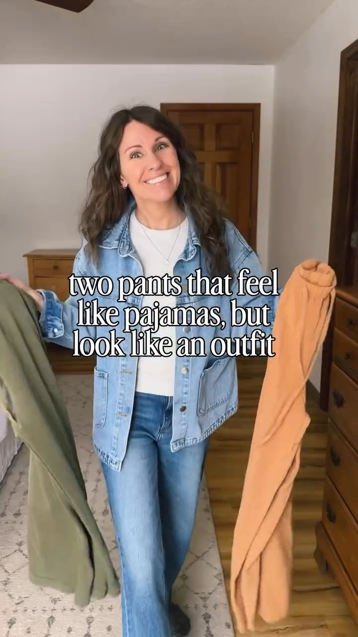 when the pants look cute but feel like I’m wearing pajamas, they’re my kind of pants🙌🏽These spring colored pants are so comfy! Which pair would you pick? It’s so hard to choose! 

Xs in my denim coat, xs in the green pants and xs in the orange pants. Small in my tee.
My sneakers are size 6.5!

note: I am 5’1” and they’re longer on me! I would wear them with a high sneaker or small heel.

#Springstyle #petitespringstyle #denimjacketoutfit #casualspringstyle

#LTKPetite #LTKootd #LTKmomlife