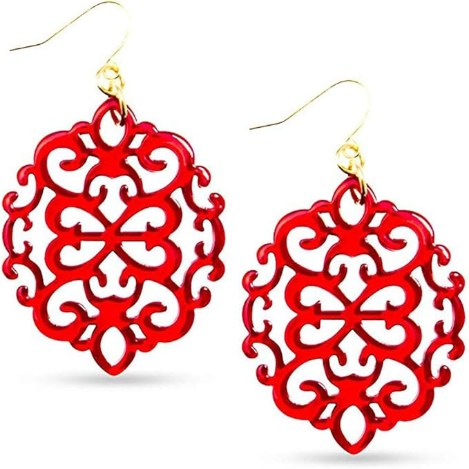 ZENZII Acrylic Resin Earrings for Women Girls Statement Geometric Modern Pattern Acetate Drop and... | Amazon (US)