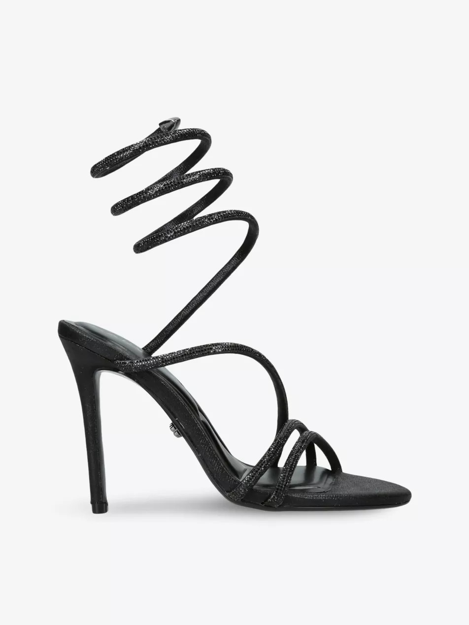Spiral 105 crystal-embellished woven heeled sandals | Selfridges