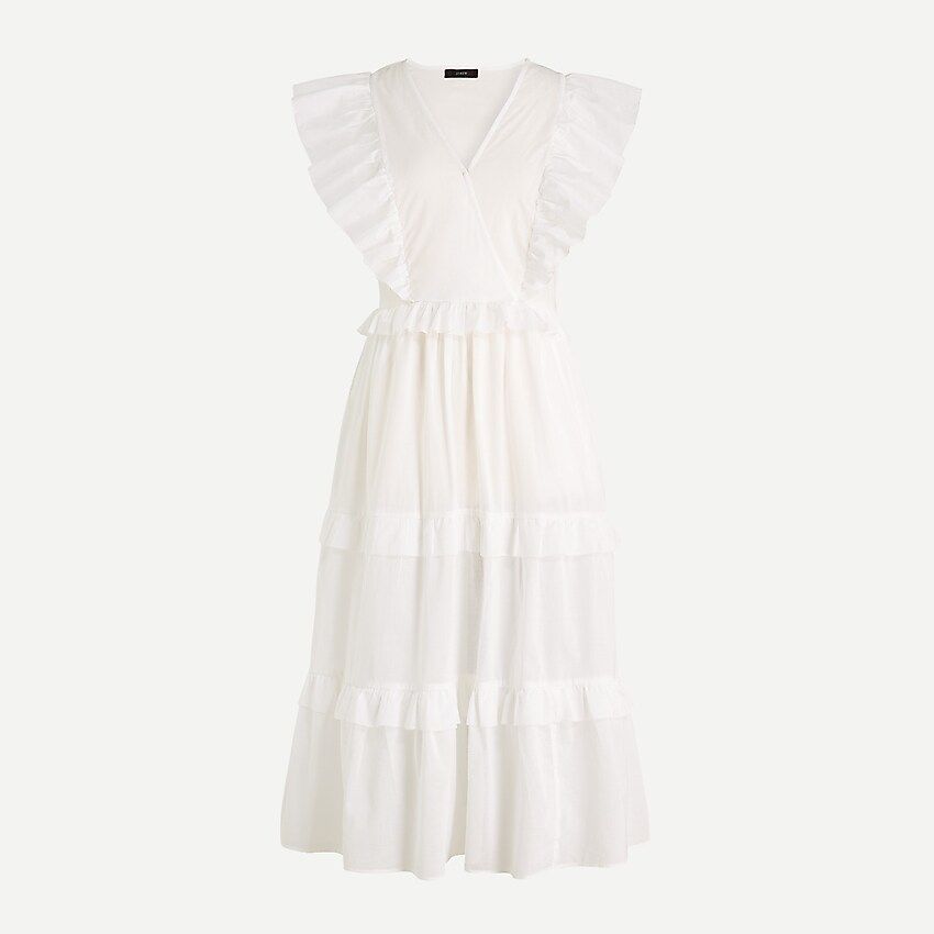 Ruffle-sleeve cotton voile dress | J.Crew US