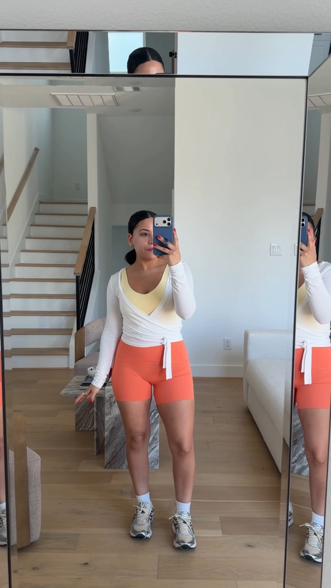 Shorts: small
Tank: small
Wrap: small
White ankle socks 
Sneakers: 6.5 women

#LTKmorningroutine #LTKootd #LTKActive