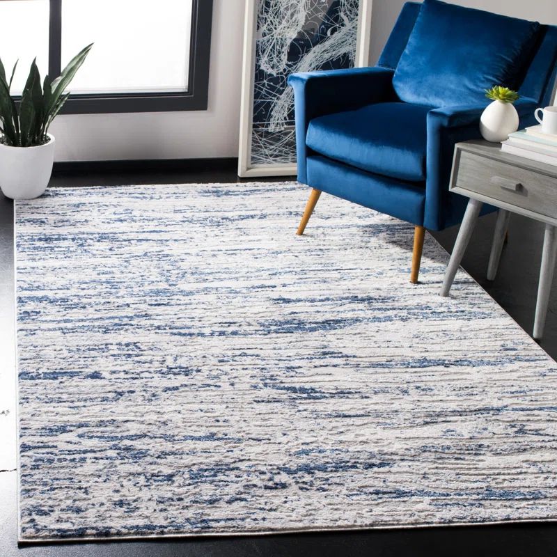 Greely Abstract Navy/Gray Area Rug | Wayfair North America