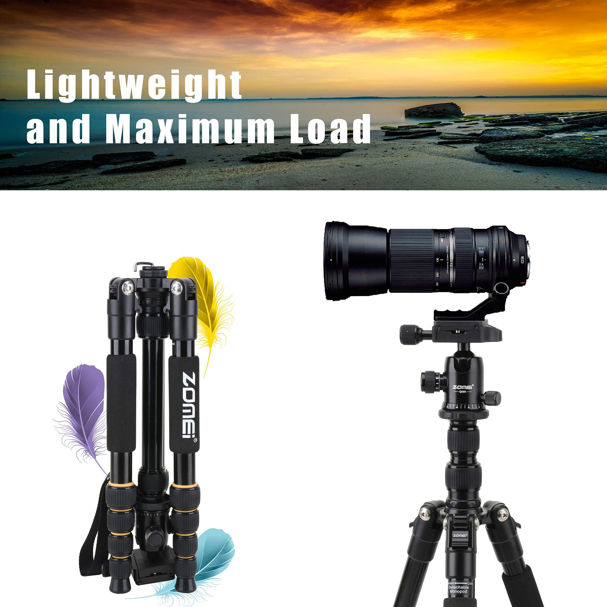 ZOMEI Aluminum Portable Tripod with Ball Head Heavy Duty Lightweight Professional Compact Travel ... | Amazon (US)