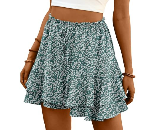 Lepunuo Womens Skorts Floral Ruffled Chiffon Flowy Shorts Summer Flared Mini Skirts | Amazon (US)