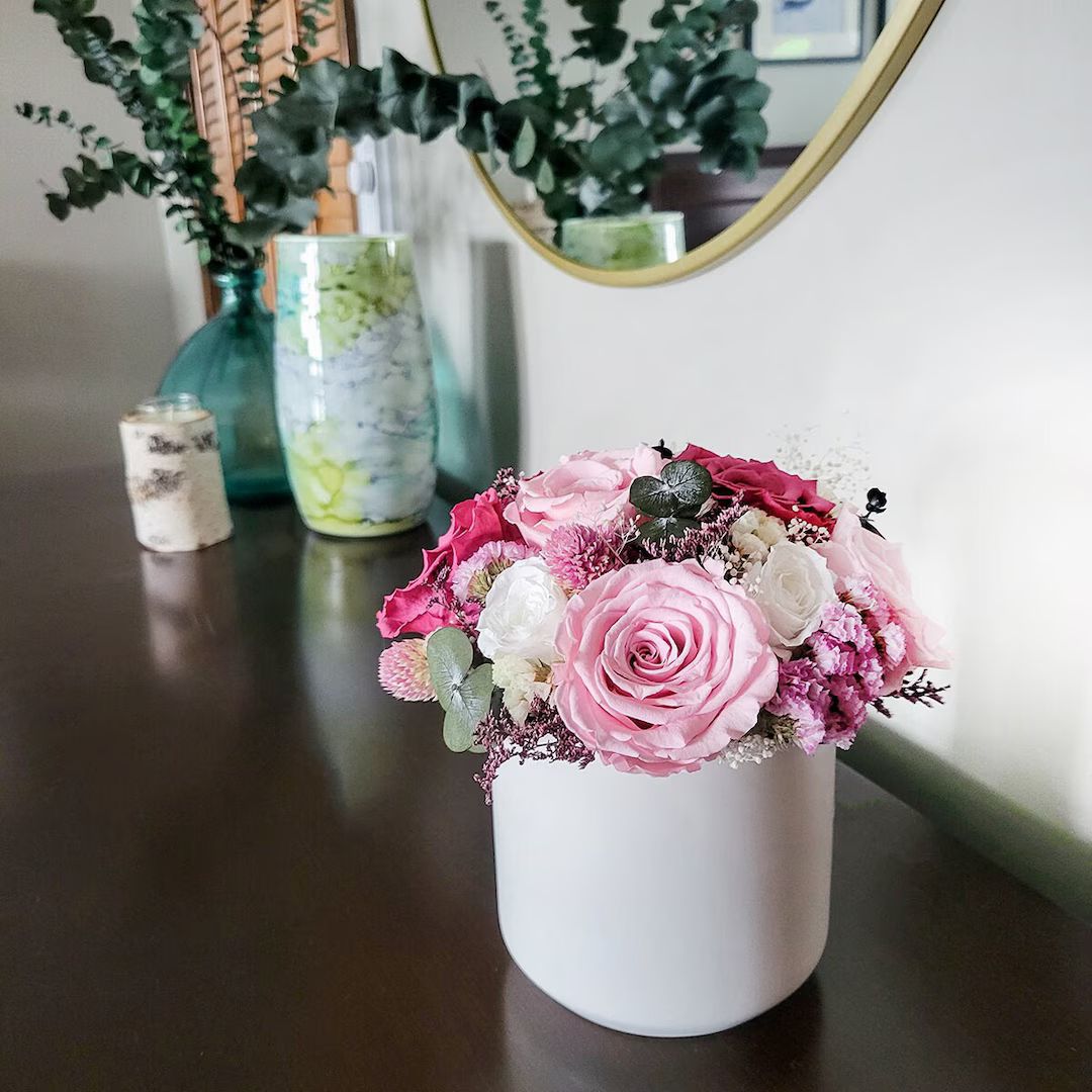 Preserved Rose & Dried Flower Arrangement | Gift for mom | Girlfriend | Engagement | Wedding Pres... | Etsy (US)