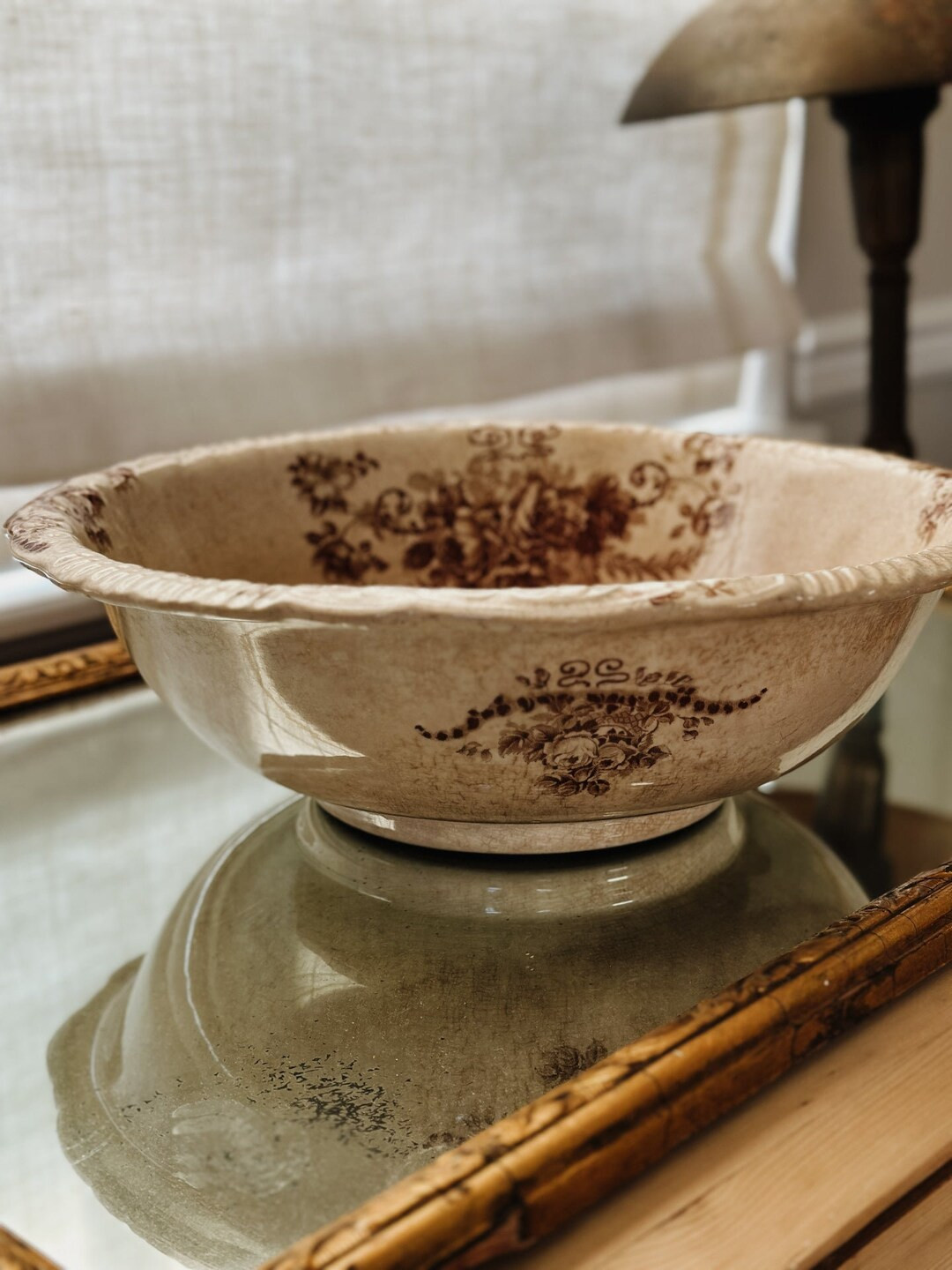 Extra Large Antique Antique Ironstone Bowl - Etsy | Etsy (US)