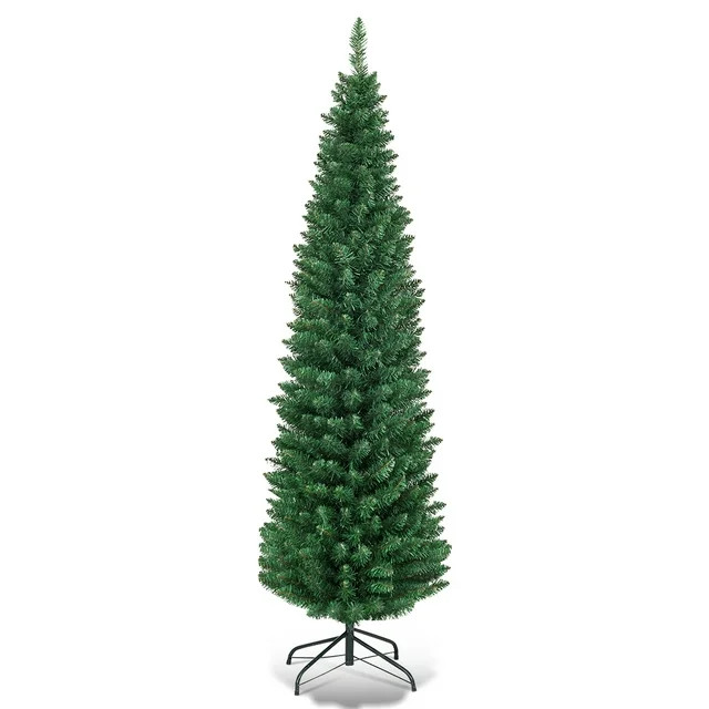 Costway 5Ft PVC Artificial Pencil Christmas Tree Slim Stand Green | Walmart (US)
