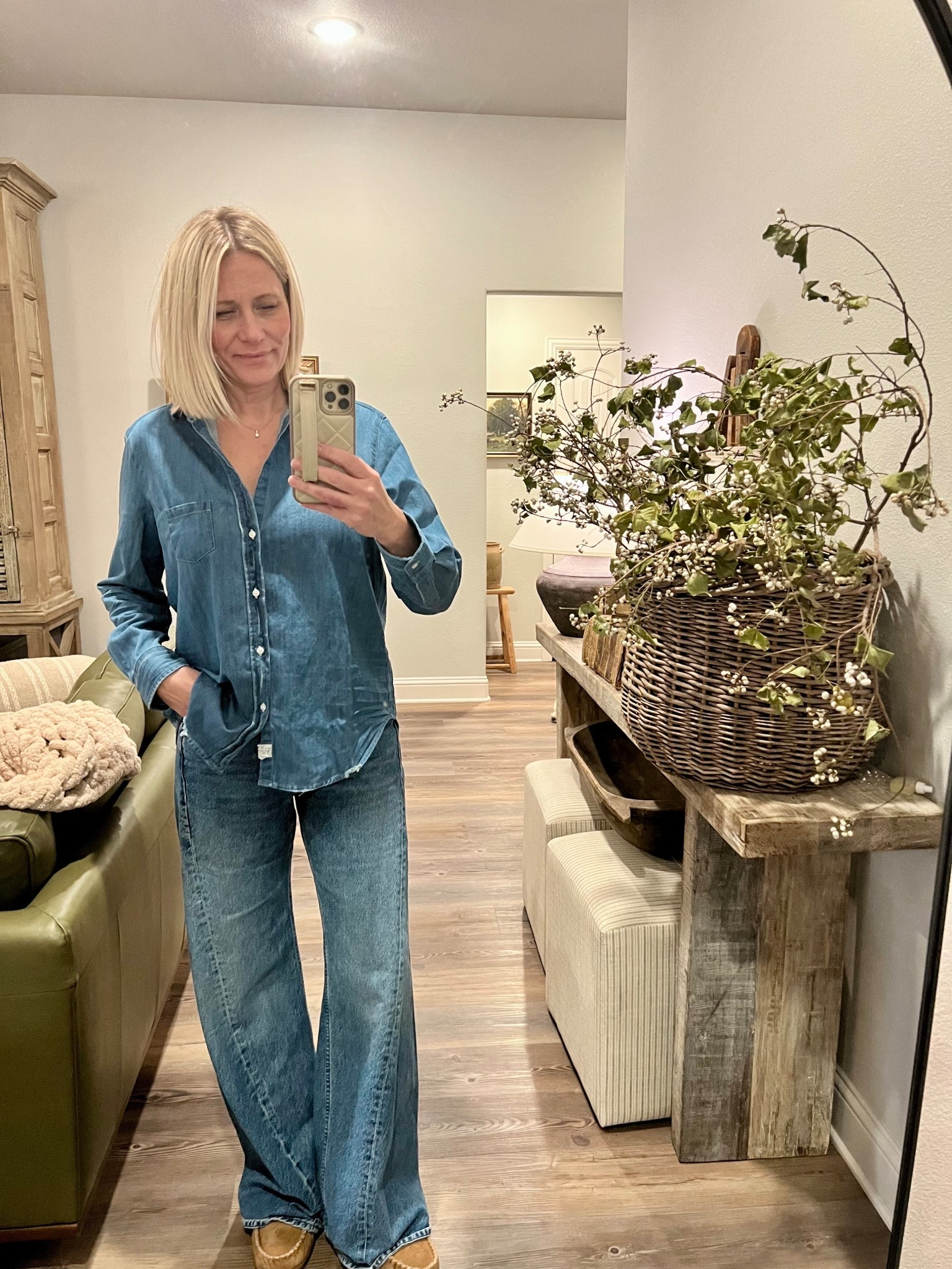 This frank& eileen denim top is an investment piece but you will wear on repeat.  Mother lemon twist jeans hands down my favorite most flattering jeans 

#LTKOver40 #LTKU #LTKootd