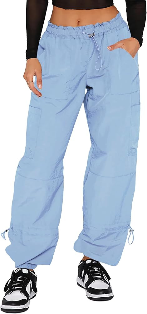 DISCIPBUSH Cargo Pants Women Baggy - Parachute Pants for Women, Rave Y2K Festival Outfits Hiking Camping Essentials | Amazon (US)