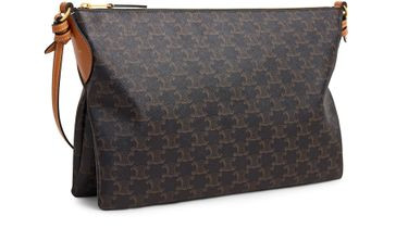 Duo zipped bag in Triomphe canvas and natural calfskin - CELINE | 24S US