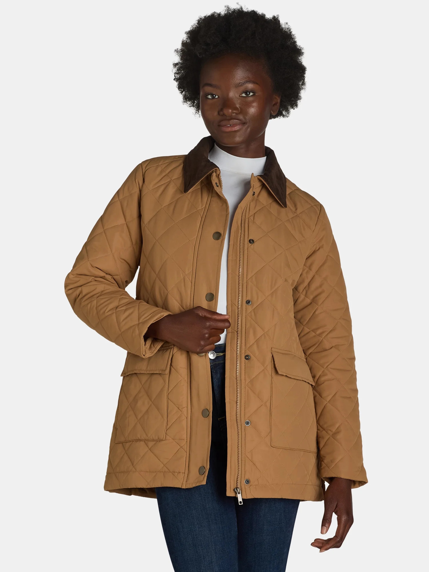 Time and Tru Women's and Women's Plus Quilted Barn Coat, Sizes XS-3X | Walmart (US)