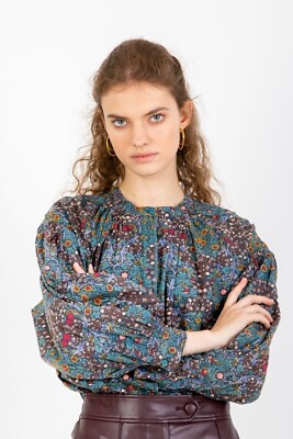 BA&SH Ulys Blouse Top Buttondown Cotton Floral Printed Oversized XS US 2 253064 | eBay US