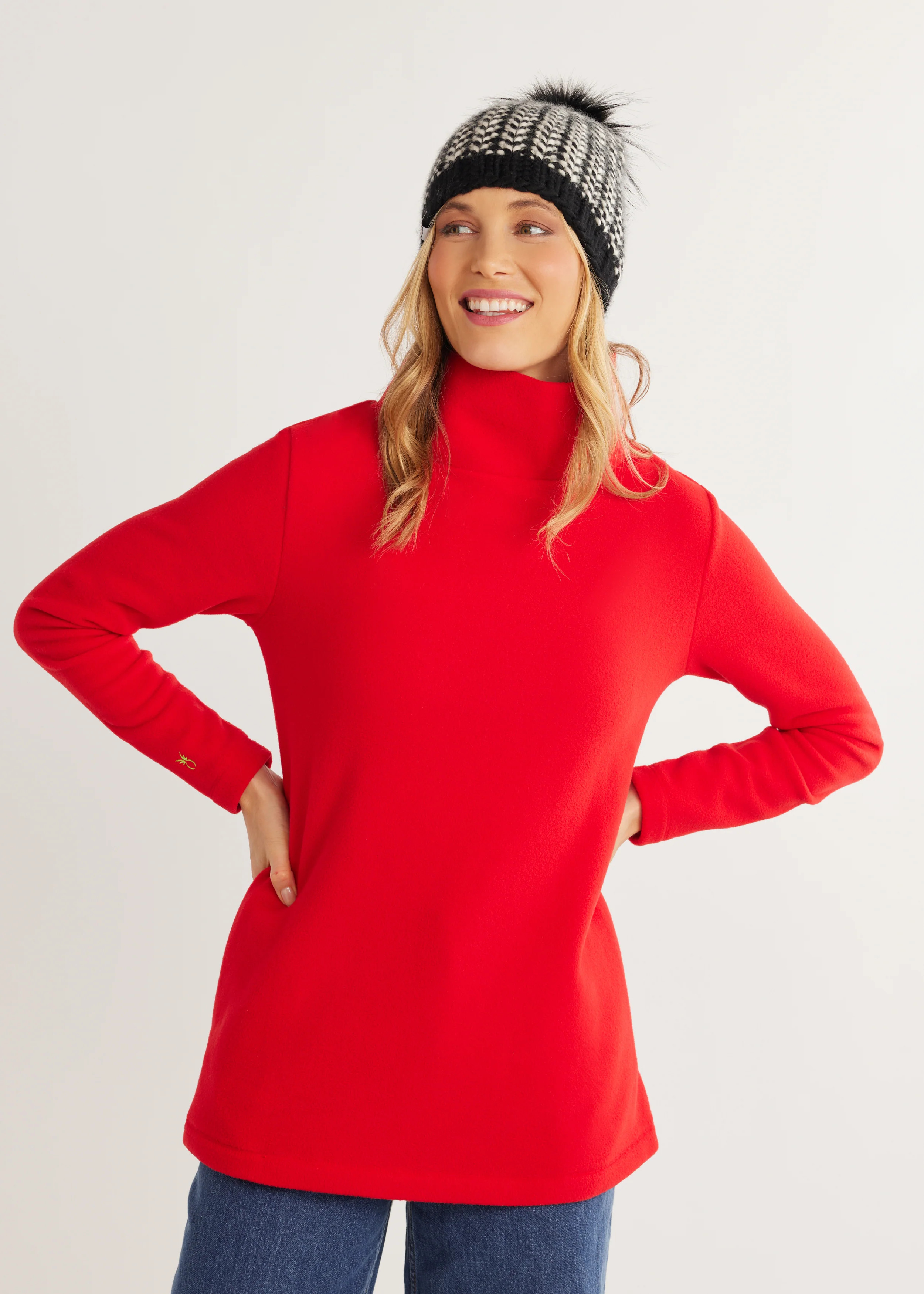 Cobble Hill Turtleneck in Vello Fleece (Red) | Dudley Stephens