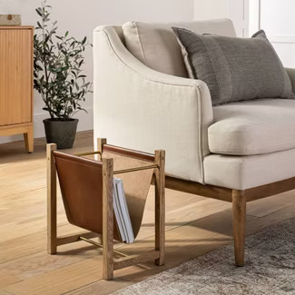 Wood and Leather Magazine Holder Natural - Threshold™ designed with Studio McGee | Target