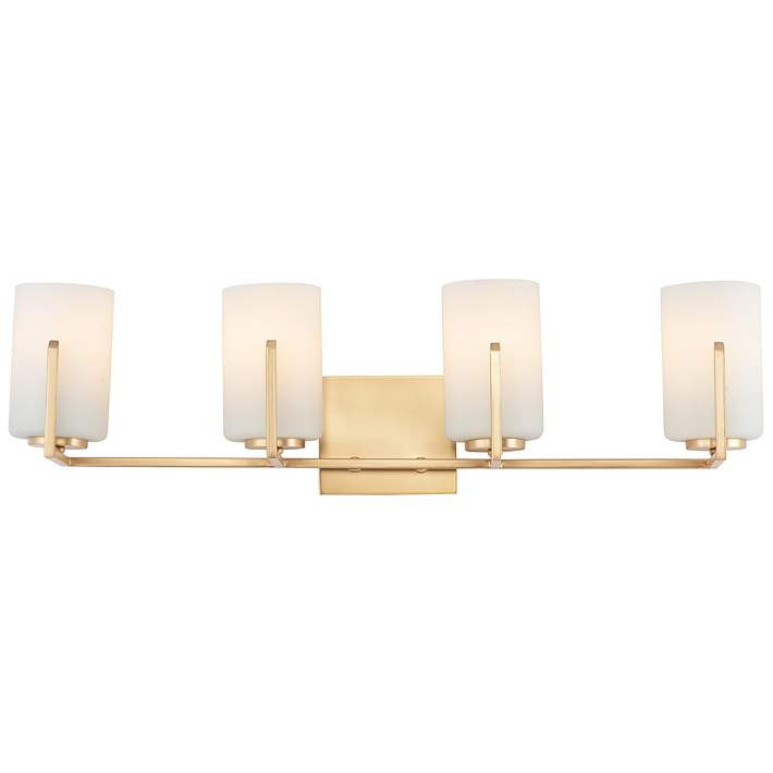 Maxim Dart 29 3/4" Modern White Glass Satin Brass 4-Light Bath Light - #81A27 | Lamps Plus | Lamps Plus