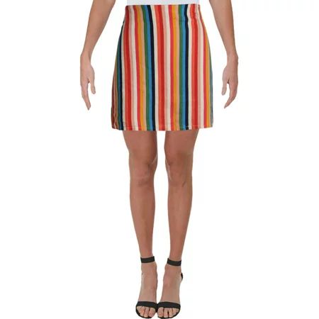 Aqua Womens Linen Rainbow Striped Mini Skirt | Walmart (US)