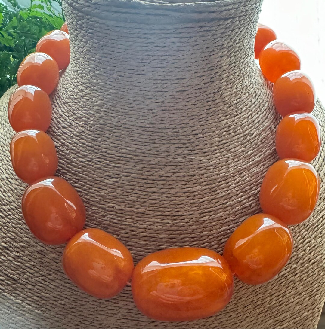 Statement BEAD NECKLACE, Mango Orange, Costume JEWELLERY, Statement Necklace - Etsy | Etsy (US)
