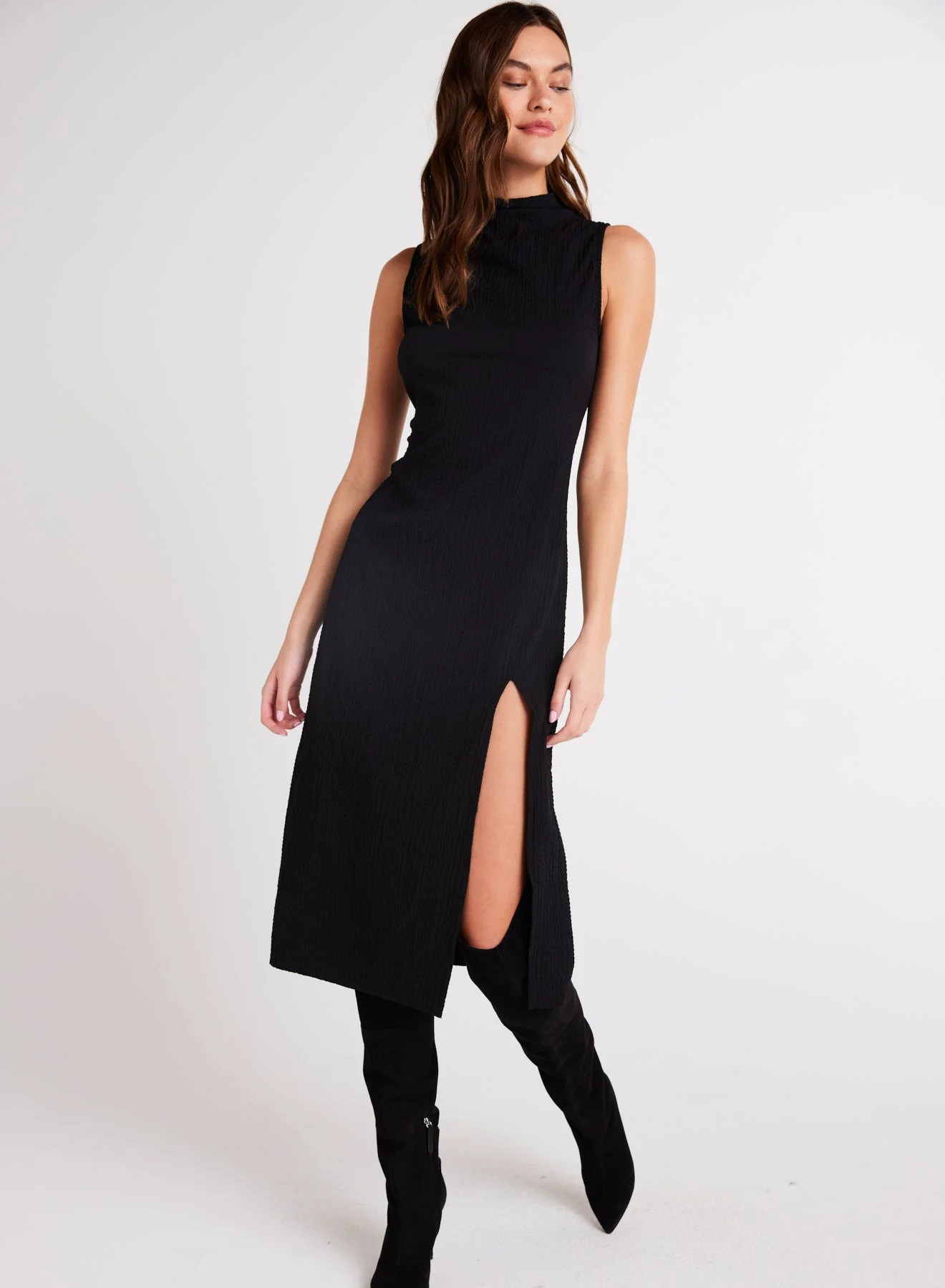 MOCK NECK MIDI DRESS BLK - Bella Dahl | Bella Dahl