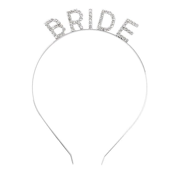 Bride Headband Rhinestone Bride Headband Bachelorette Party Headband Sparkling Crystal Elegant Br... | Amazon (US)
