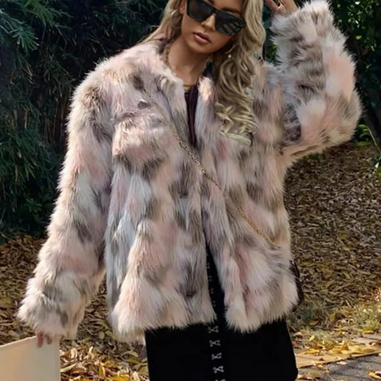 Leesechin Women's 2024 Winter Faux Fur Jackets Fall Fashion Open Front Long Shaggy Coat Outerwear... | Walmart (US)