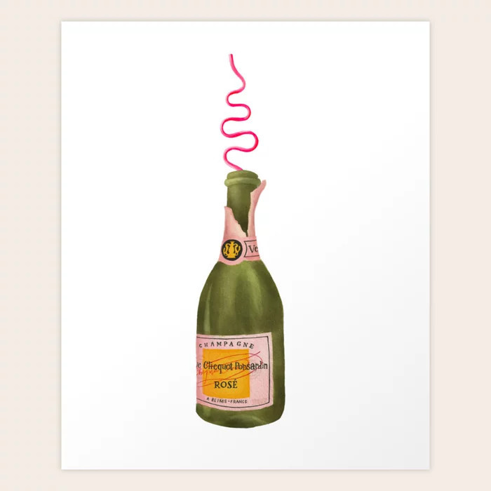 Champagne Through A Curly Straw Art Print | Society6