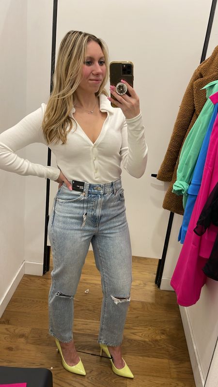 This ribbed bodysuit with a collar comes in 11 colors! Wearing a medium, but could’ve used a small. I love the collar & it’s so versatile to wear with anything 

#LTKstyletip #LTKSale #LTKitbag