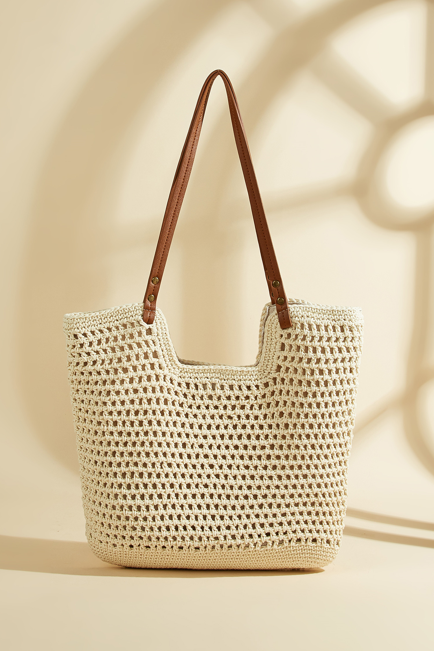 Beige & Brown Crochet Tote | Cupshe US
