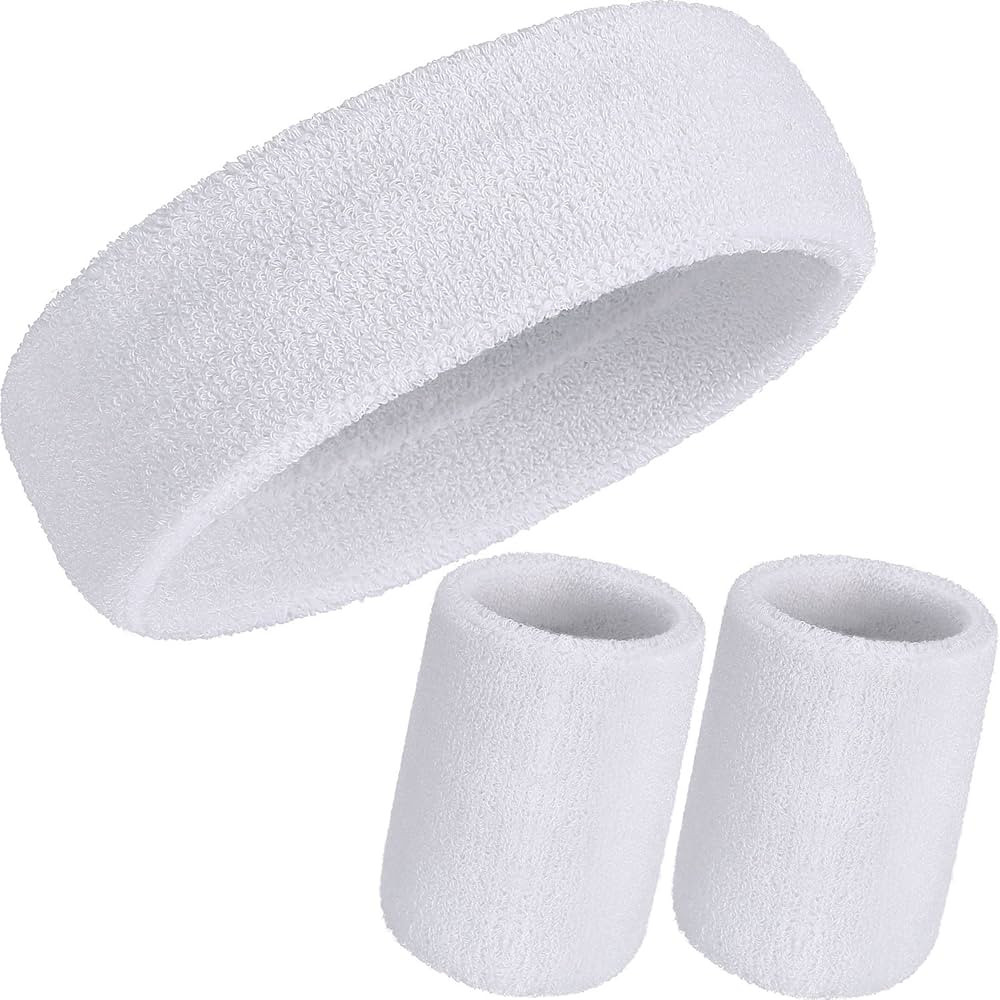 WILLBOND 3 Pcs Sweatbands Set 80s 90s Neon Sports Headband Tennis Striped Sweat Band Sports Compe... | Amazon (US)