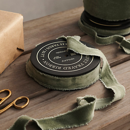 Antiqued Frayed Velvet Ribbon | Terrain