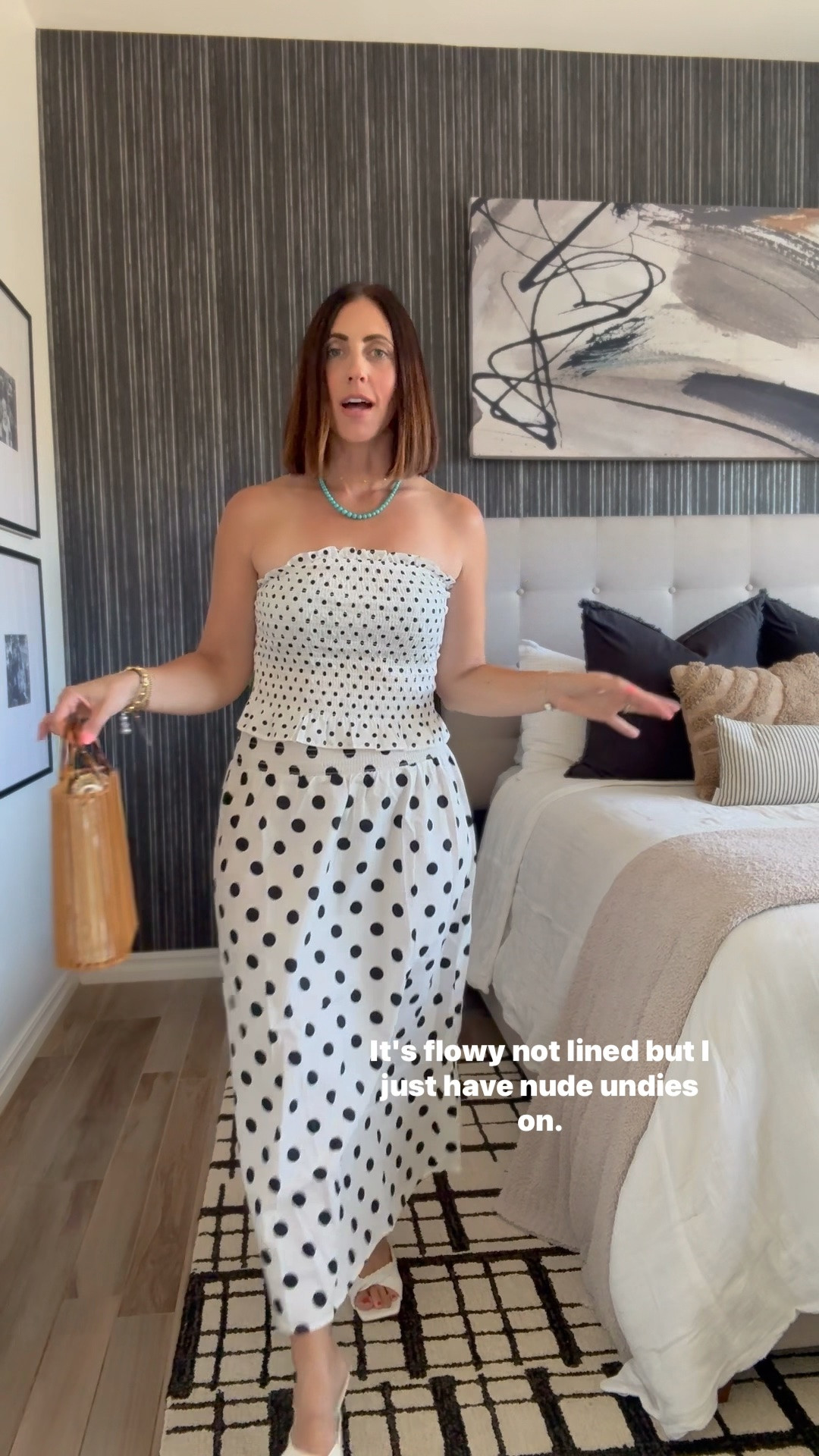 Spring and summer dressy look! 🤍🖤 smocked Polkadot tube top and maxi skirt 

- top - size small 
- skirt - size small

#LTKdayinmylife #LTKootd
