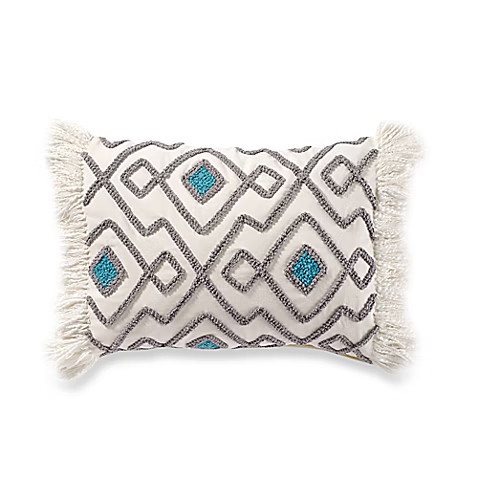 Anthology™ Kiran Embroidered Oblong Throw Pillow in Grey | Bed Bath & Beyond