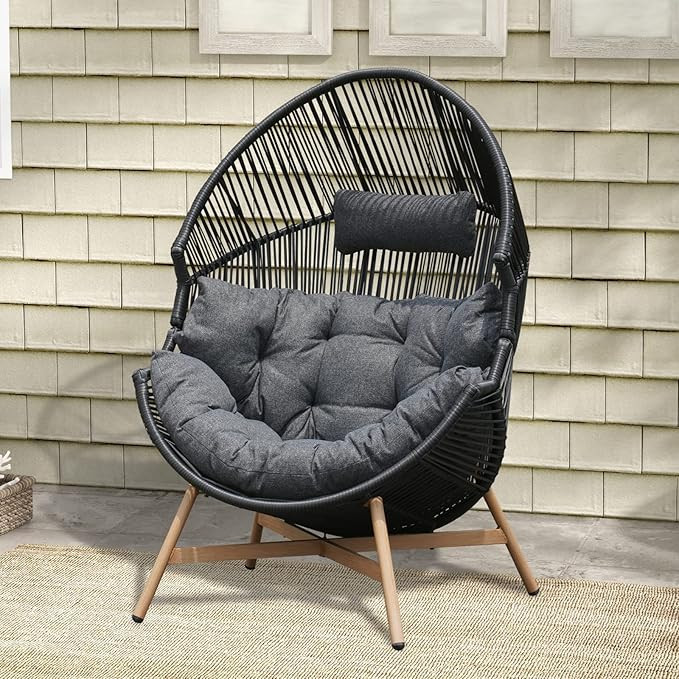 Grand patio Outdoor & Indoor Egg Chair, PE Rope Open Weave Stationary Conversation Chair Oversize... | Amazon (US)