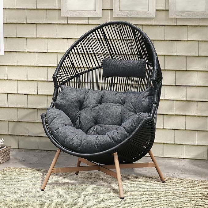 Grand patio Outdoor & Indoor Egg Chair, PE Rope Open Weave Stationary Conversation Chair Oversize... | Amazon (US)