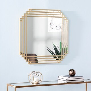 Ava Art Deco Contemporary Gold Metal Mirror | Bed Bath & Beyond