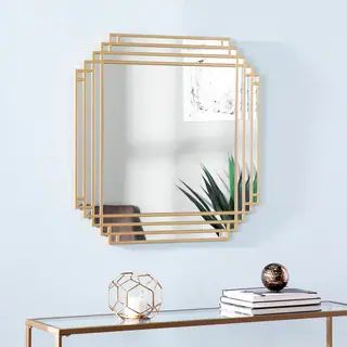 Ava Art Deco Contemporary Gold Metal Mirror | Bed Bath & Beyond