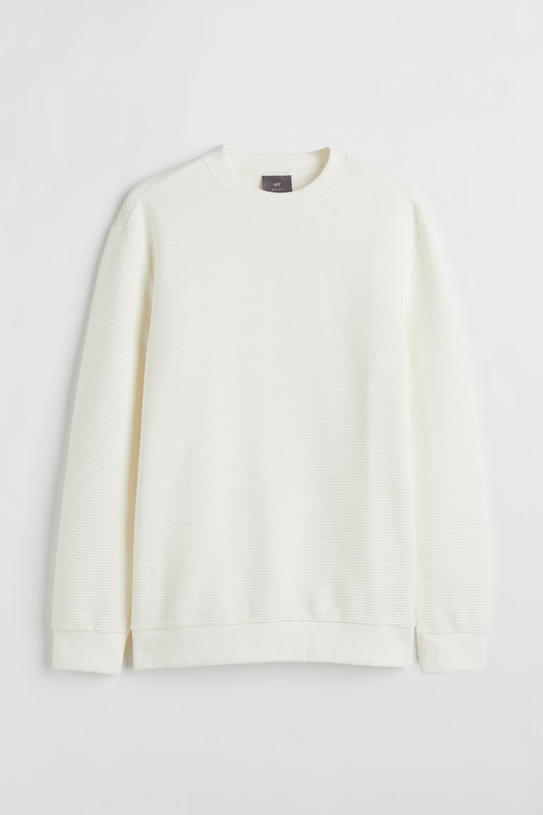 H & M - Regular Fit Ribbed Sweatshirt - White | H&M (US + CA)
