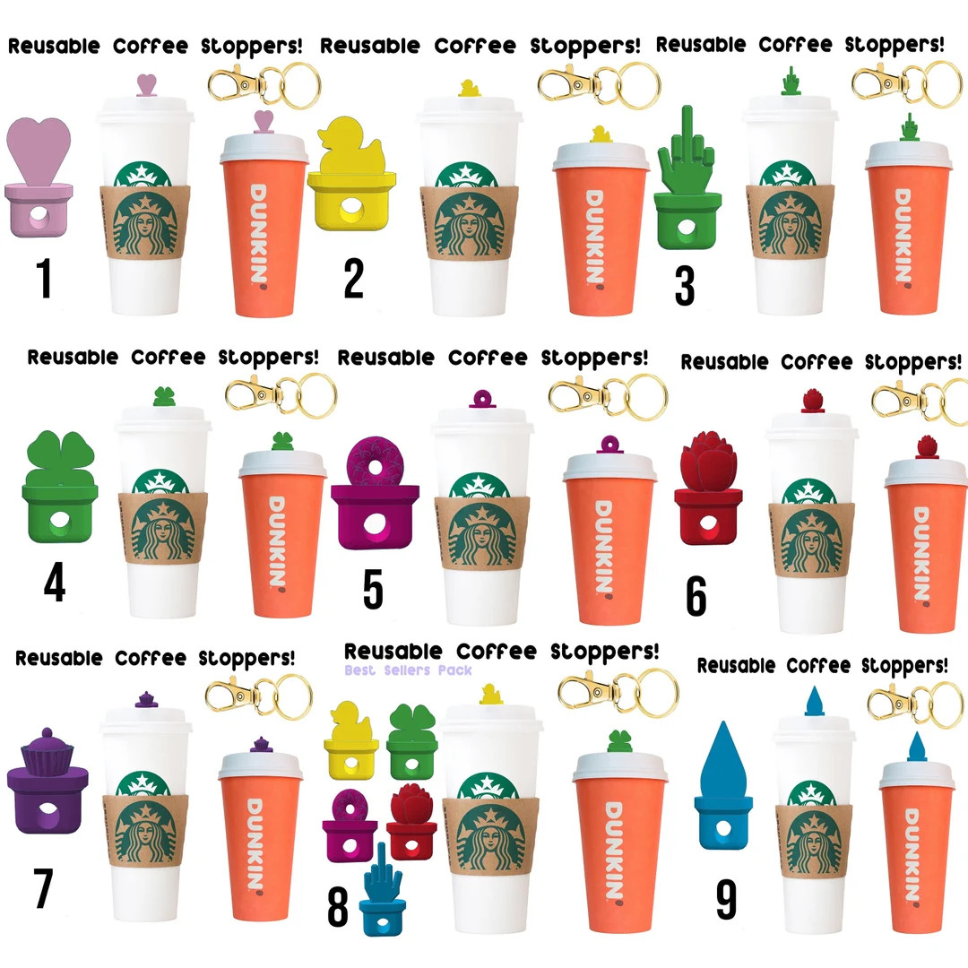 Starbucks Reusable Coffee STOPPERS Seals Into Cup Lid - Etsy | Etsy (US)