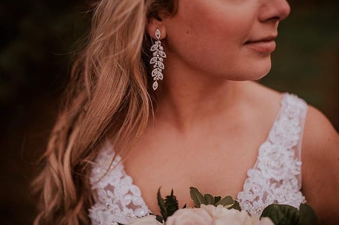 SWEETV Wedding Bridal Chandelier Earrings, Crystal Rhinestone Drop Dangle Earrings for Women Brid... | Amazon (US)
