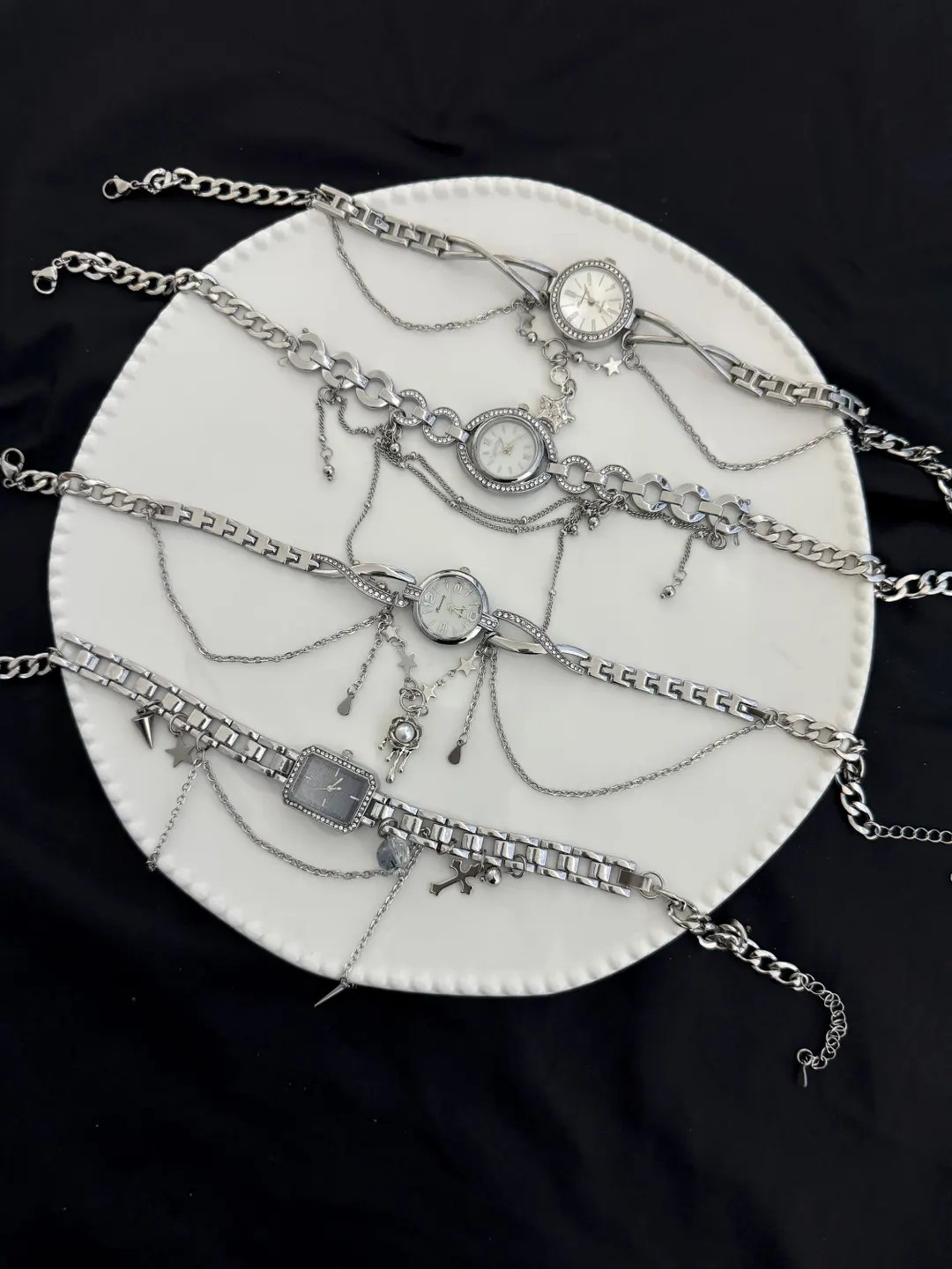 Titanium Steel Watch Necklace | Y2K Layered Chain Watch Necklace With Charms | Punk Silver Statem... | Etsy (US)