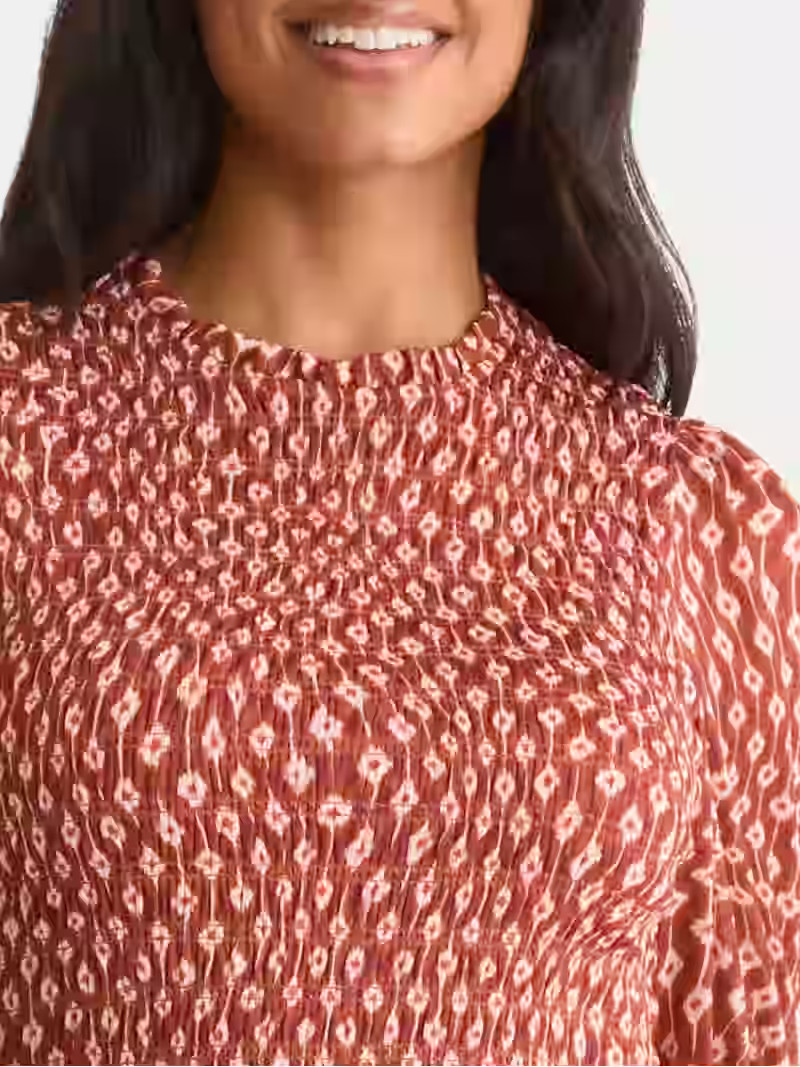 Time and Tru Women's Smocked Mesh Top, Sizes XS-XXXL | Walmart (US)