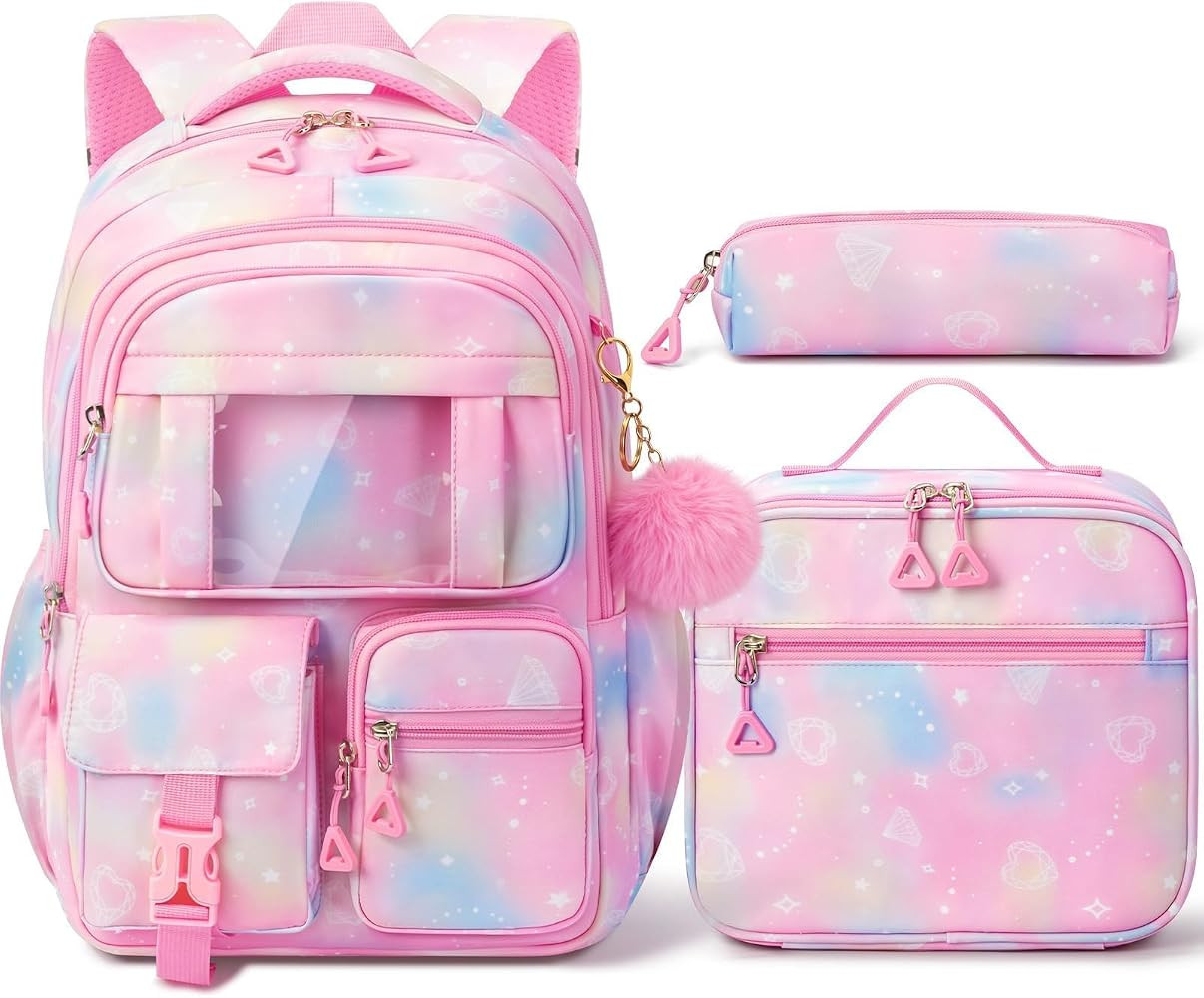 Fimibuke Kids Backpack for School Girls, 3Pcs Waterproof Girls Backpack with Lunch Box & Pencil P... | Amazon (US)