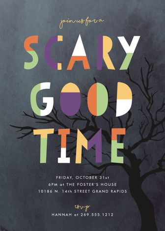 "A Scary Good Time" - Customizable Holiday Party Invitations in Green by Pixel and Hank. | Minted