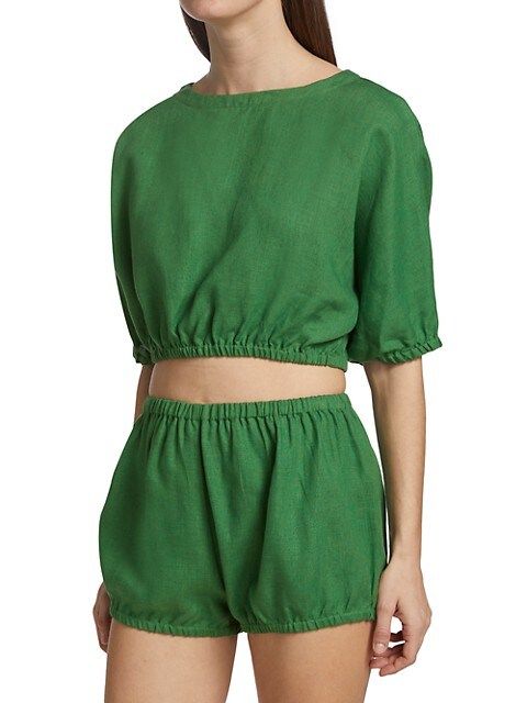 Suzie Kondi Arki Safari Linen Cropped Top | Saks Fifth Avenue